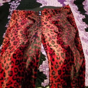 Red leopard print pants
